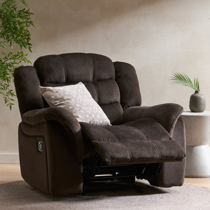 Fauteuil inclinable et planeur en tissu peluche marron, design classique de Roomfitters