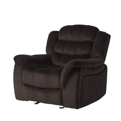 Fauteuil inclinable et planeur en tissu peluche marron, design classique de Roomfitters