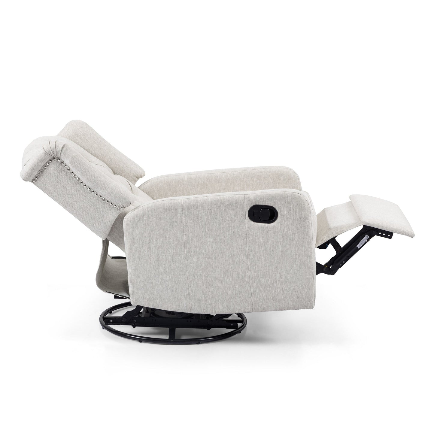 Fauteuil inclinable manuel au design classique de Roomfitters, pivotant à 360 degrés, idéal pour le salon.