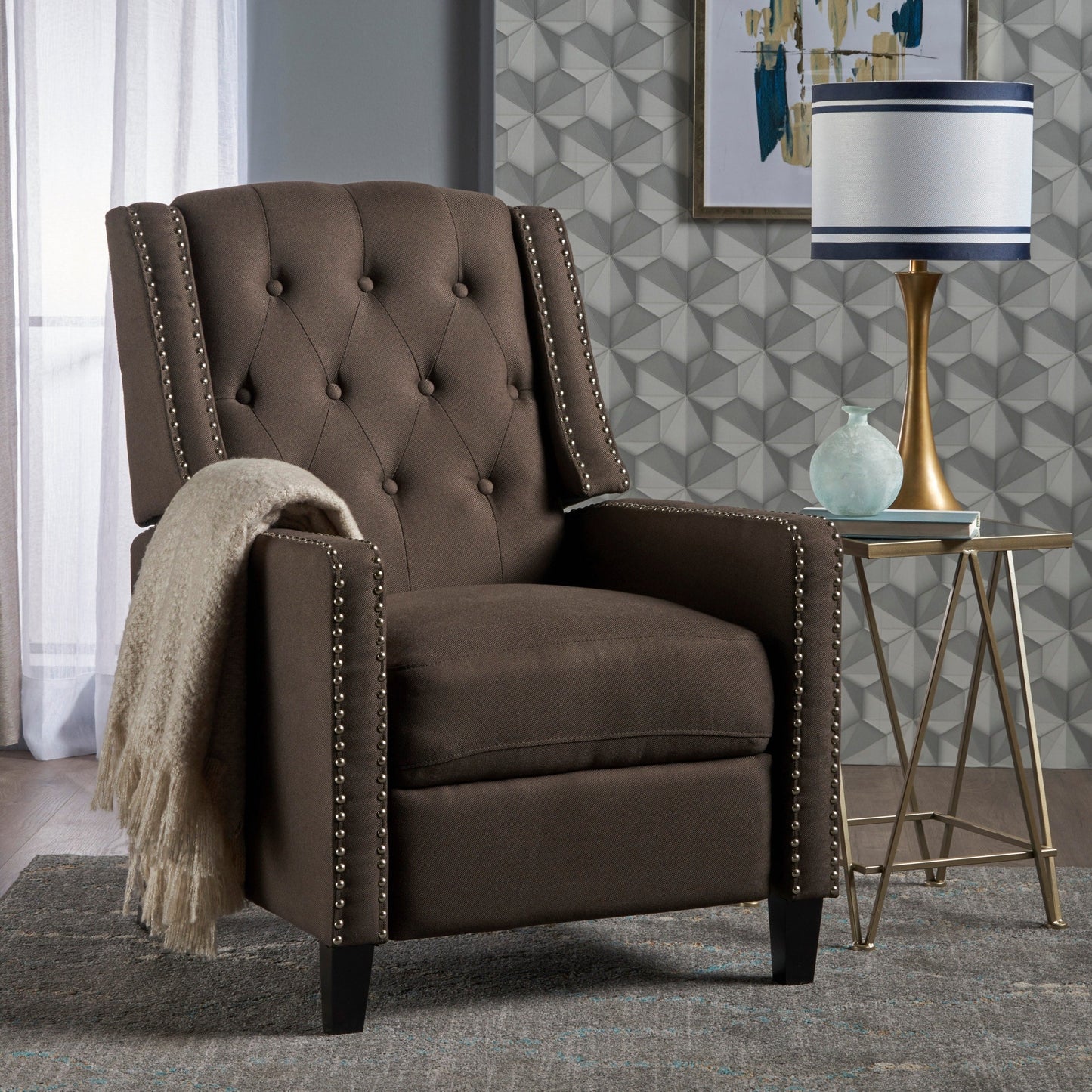 Fauteuil inclinable classique en tissu Roomfitters, élégant pour salon et chambre à coucher