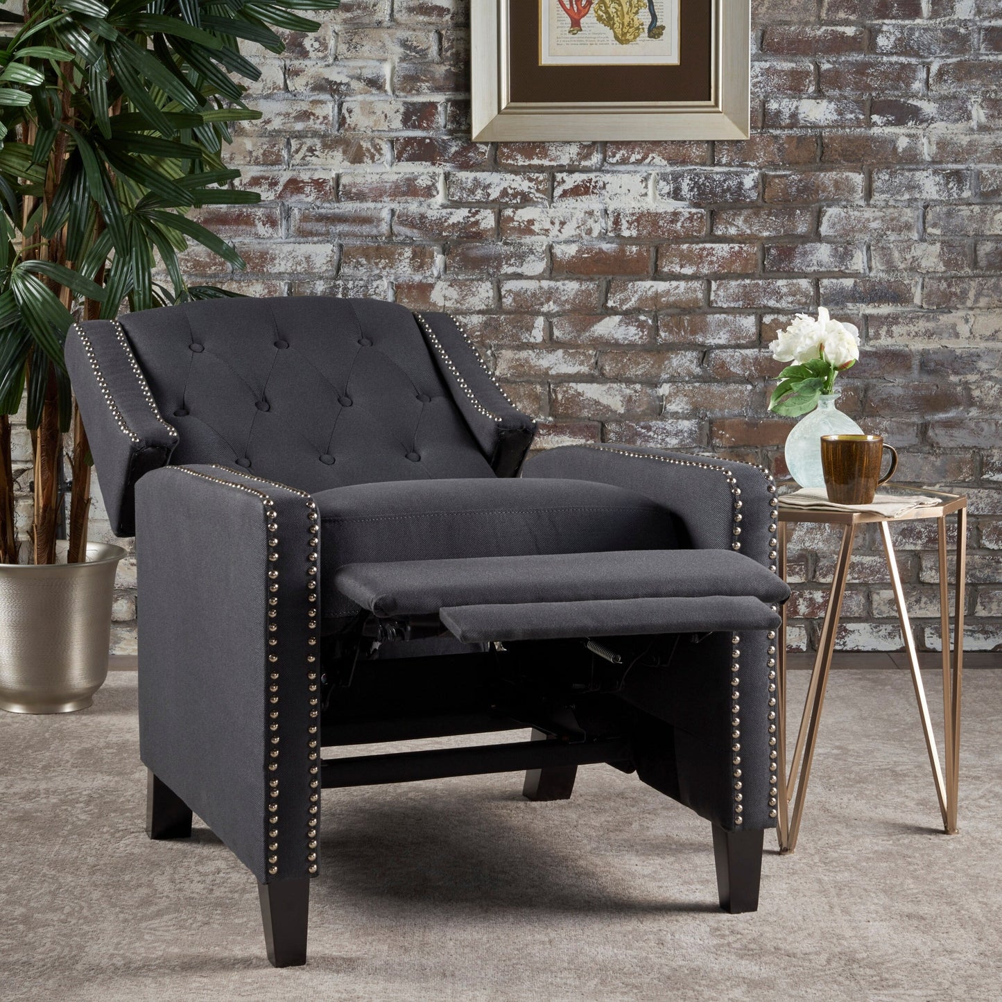 Fauteuil inclinable classique en tissu Roomfitters, élégant pour salon et chambre à coucher
