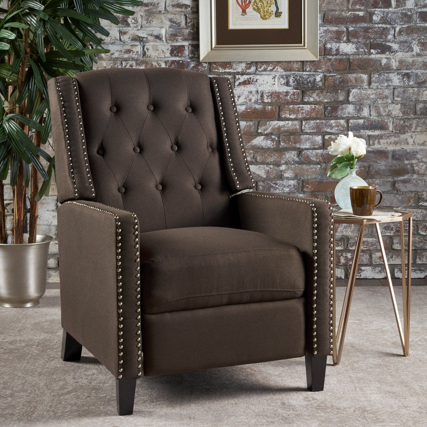 Fauteuil inclinable classique en tissu Roomfitters, élégant pour salon et chambre à coucher