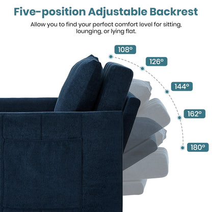 Canapé-lit convertible Roomfitters avec lit gigogne, dossier réglable en 5 positions, poches latérales et panier de rangement