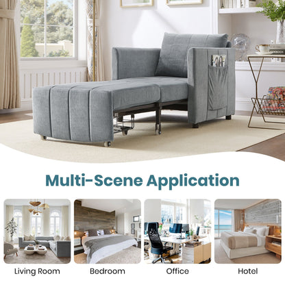 Canapé-lit convertible Roomfitters avec lit gigogne, dossier réglable en 5 positions, poches latérales et panier de rangement