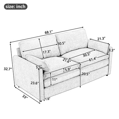Canapé causeuse surdimensionné et confortable en forme de nuage avec coussin double moelleux pour le salon, gris clair