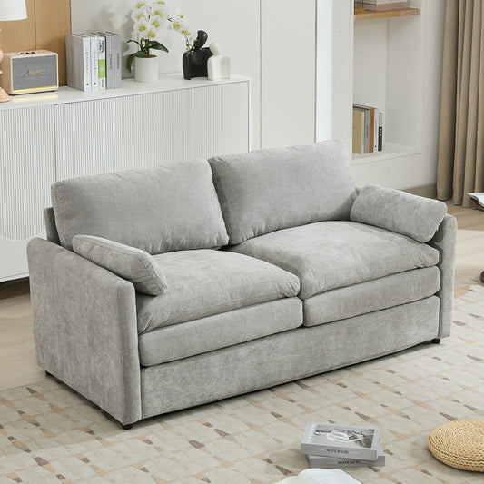 Canapé causeuse surdimensionné et confortable en forme de nuage avec coussin double moelleux pour le salon, gris clair