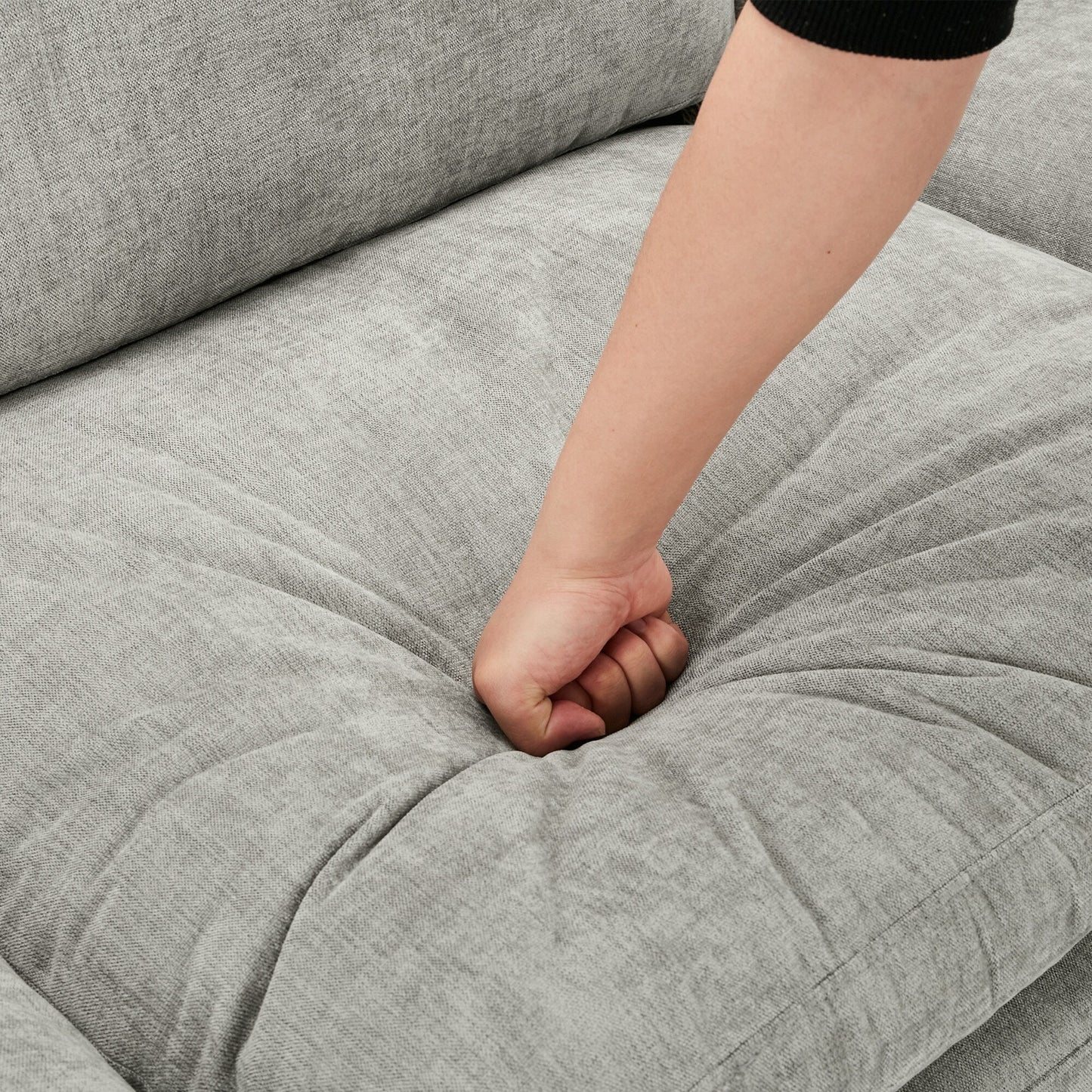 Canapé causeuse surdimensionné et confortable en forme de nuage avec coussin double moelleux pour le salon, gris clair