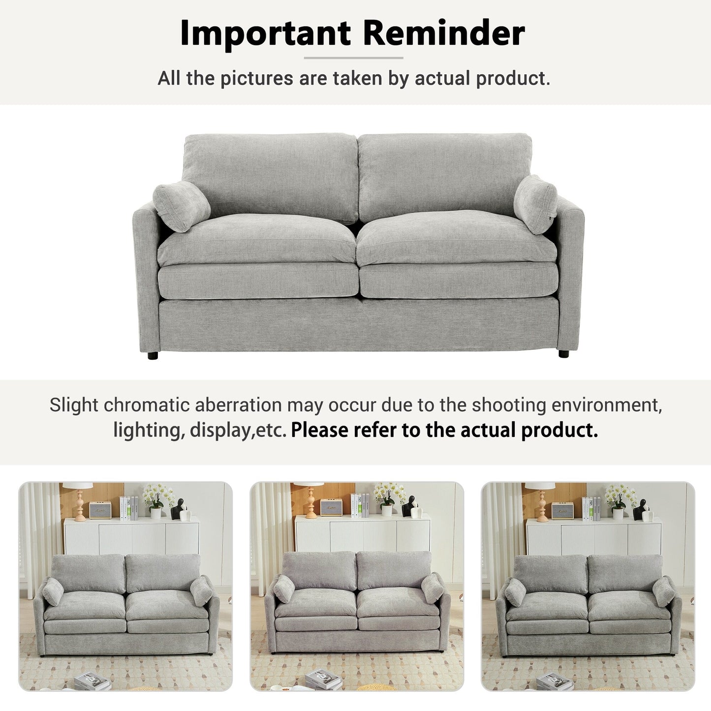 Canapé causeuse surdimensionné et confortable en forme de nuage avec coussin double moelleux pour le salon, gris clair