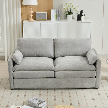 Canapé causeuse surdimensionné et confortable en forme de nuage avec coussin double moelleux pour le salon, gris clair