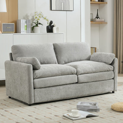 Canapé causeuse surdimensionné et confortable en forme de nuage avec coussin double moelleux pour le salon, gris clair