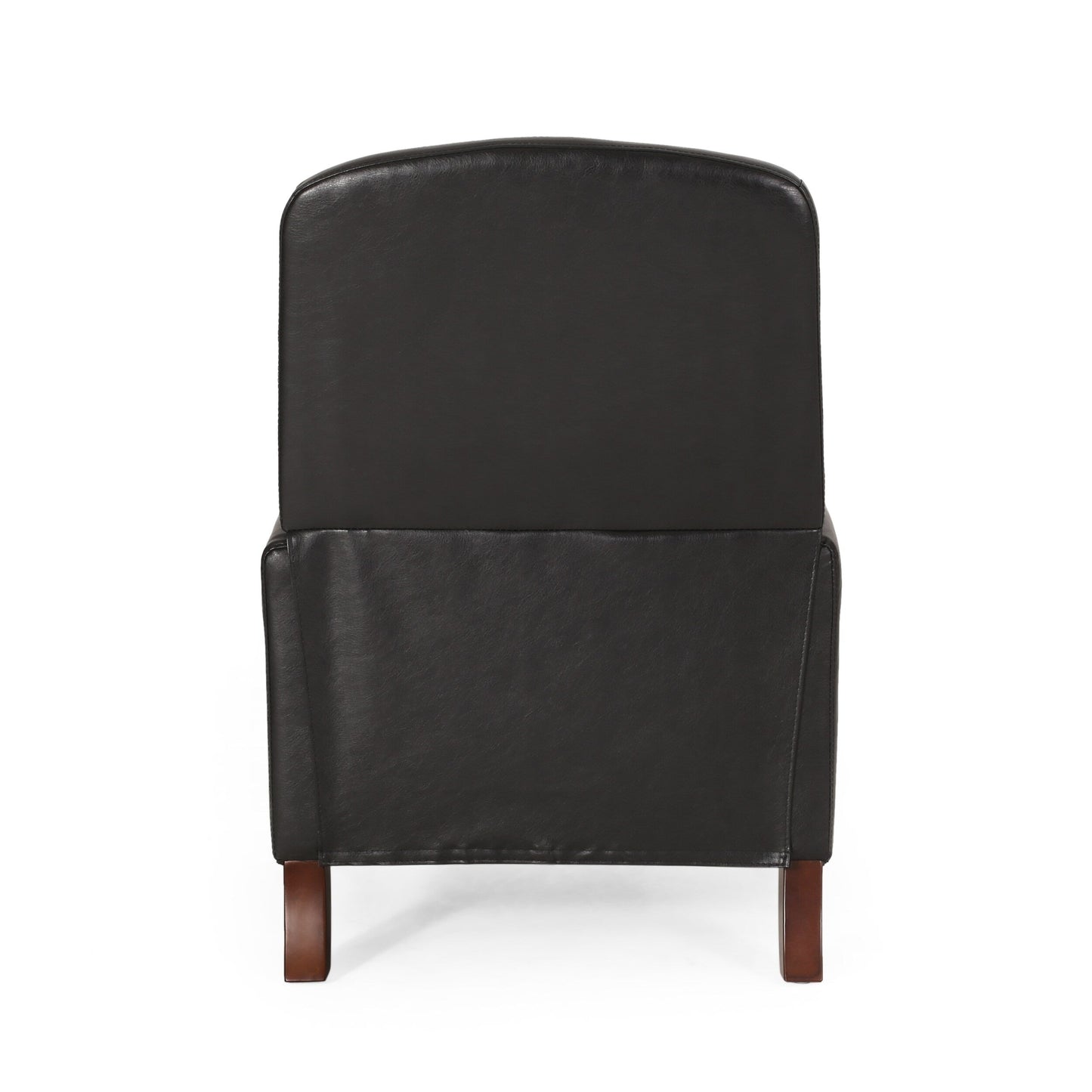Fauteuil inclinable en cuir synthétique marron foncé avec rivets, confortable pour le salon.