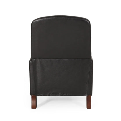 Fauteuil inclinable en cuir synthétique marron foncé avec rivets, confortable pour le salon.