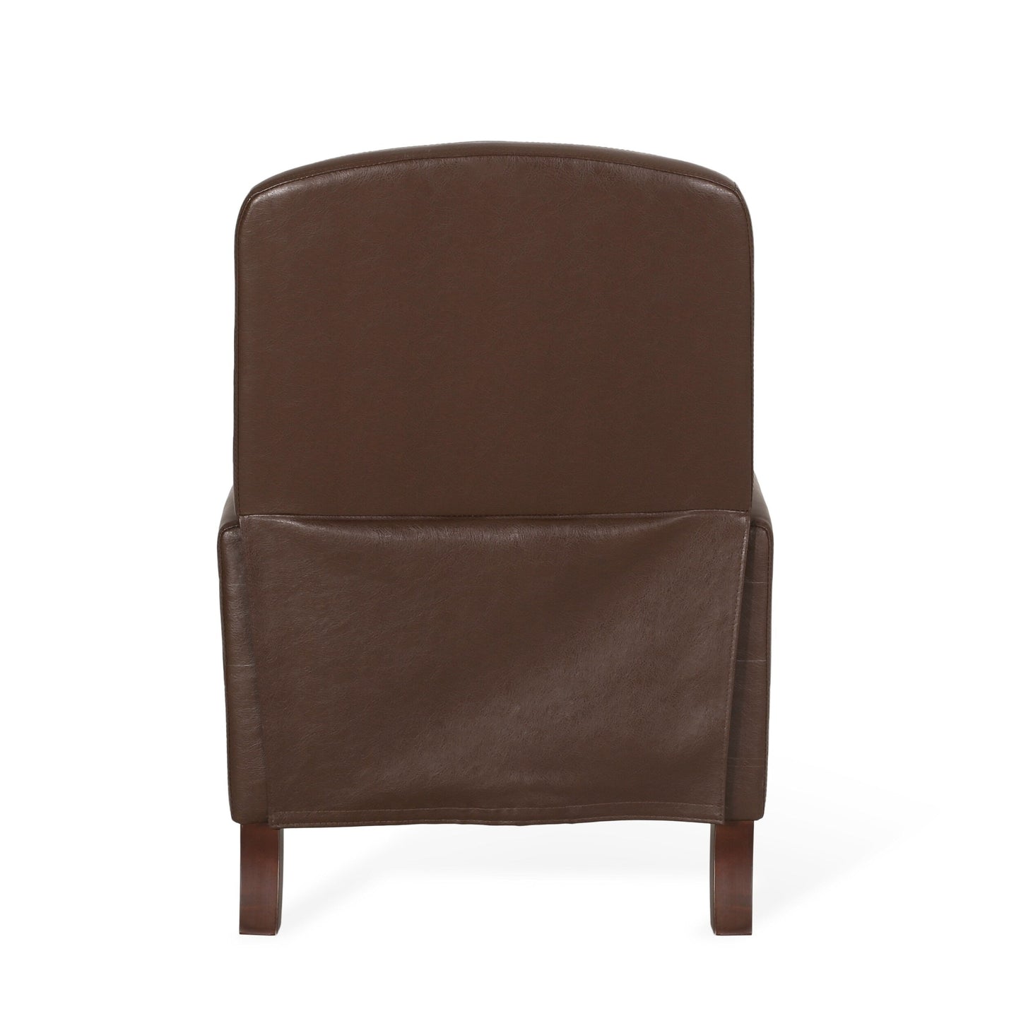 Fauteuil inclinable en cuir synthétique marron foncé avec rivets, confortable pour le salon.