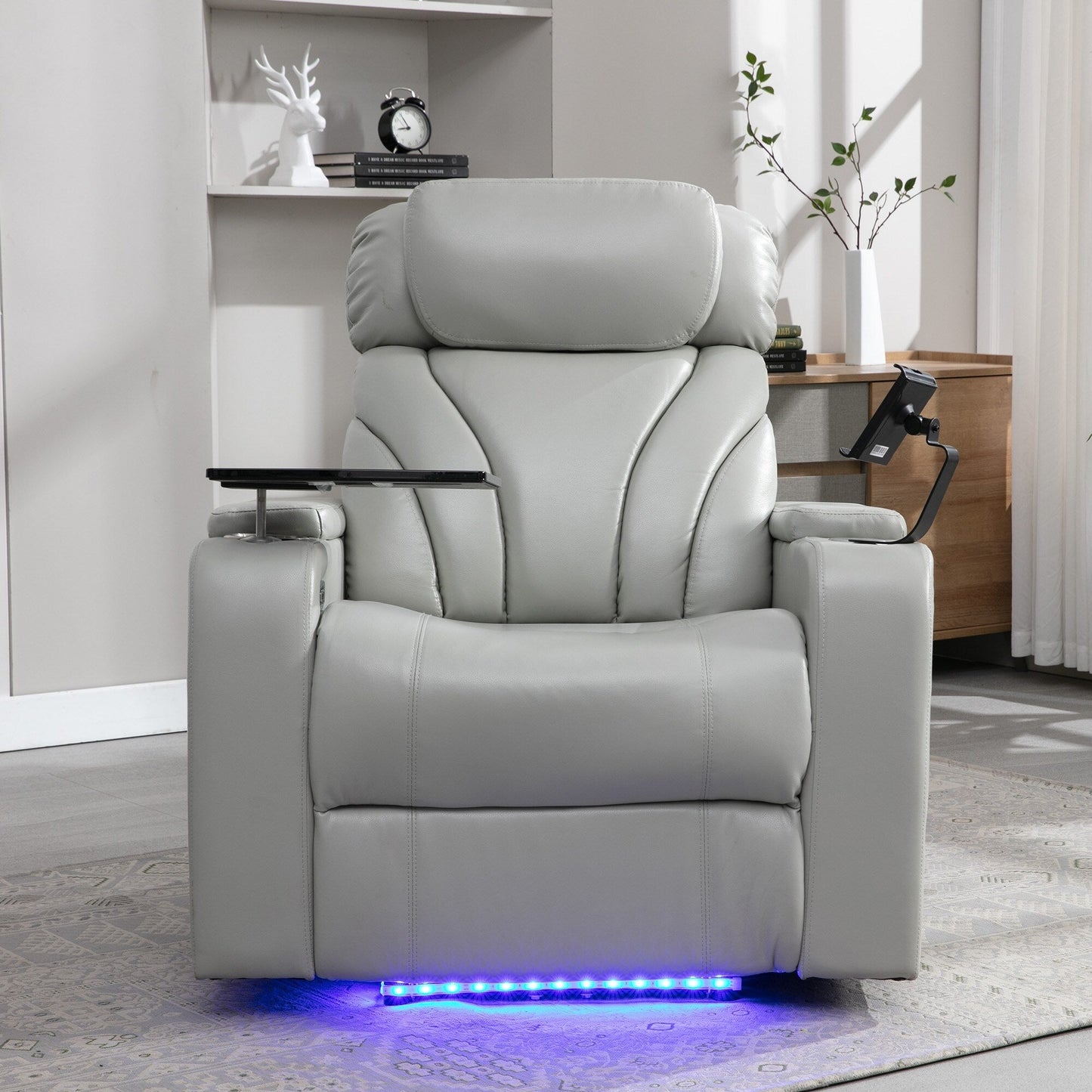 Fauteuil inclinable électrique Roomfitters avec port USB, rangement dissimulé pour les accoudoirs, porte-gobelet et haut-parleur Bluetooth