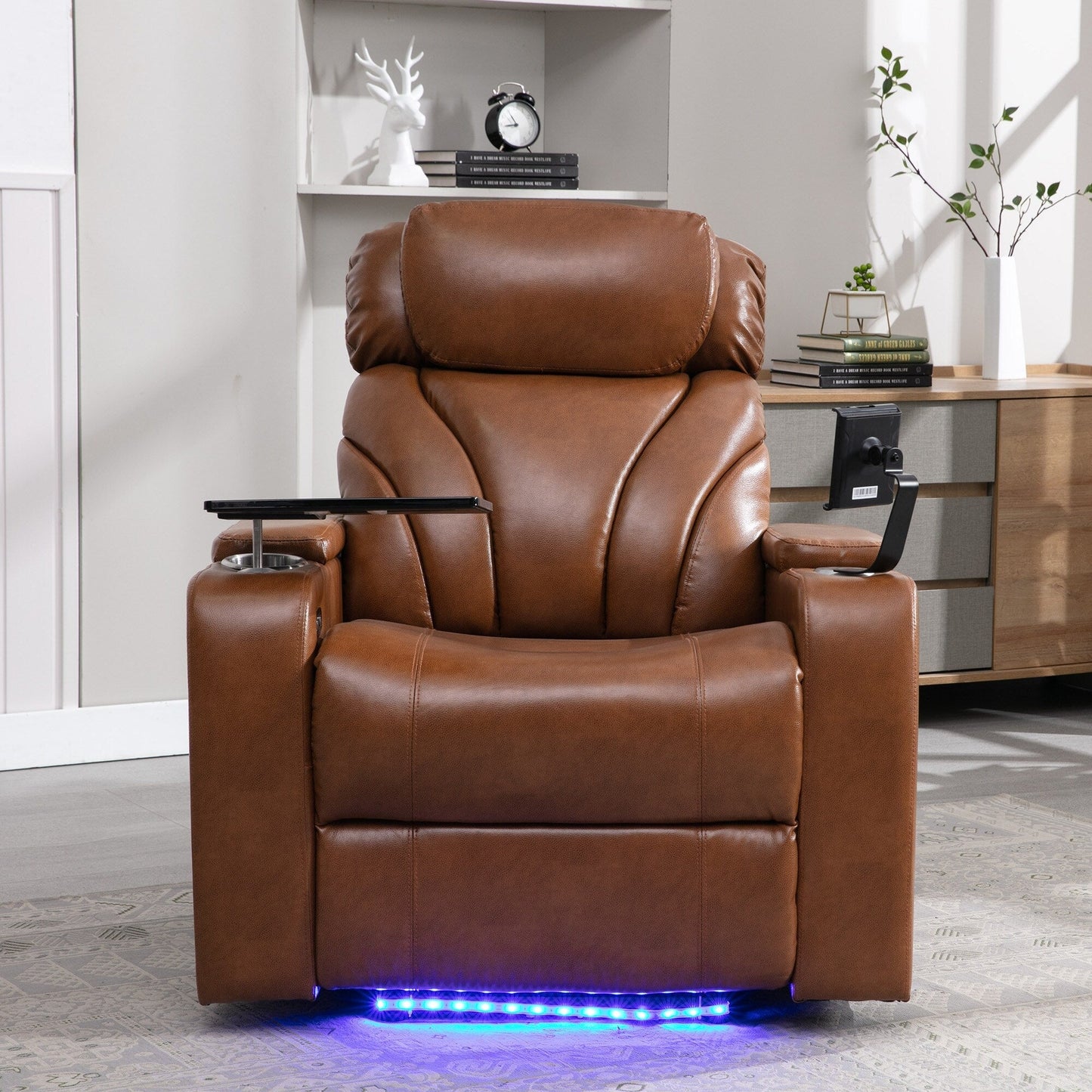 Fauteuil inclinable électrique Roomfitters avec port USB, rangement dissimulé pour les accoudoirs, porte-gobelet et haut-parleur Bluetooth