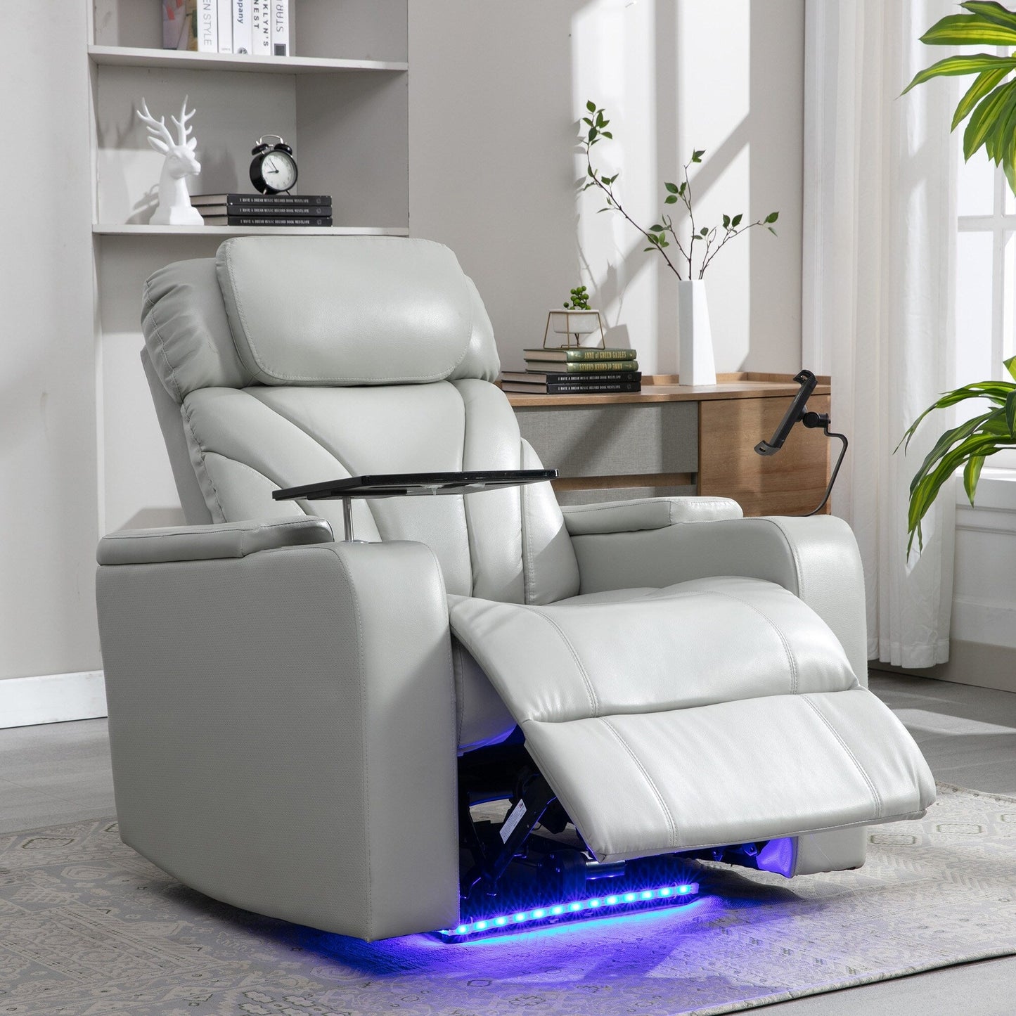 Fauteuil inclinable électrique Roomfitters avec port USB, rangement dissimulé pour les accoudoirs, porte-gobelet et haut-parleur Bluetooth