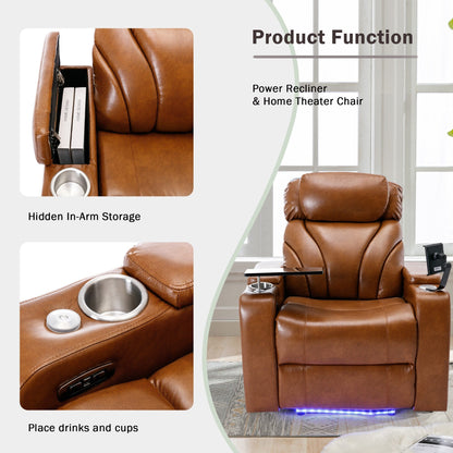 Fauteuil inclinable électrique Roomfitters avec port USB, rangement dissimulé pour les accoudoirs, porte-gobelet et haut-parleur Bluetooth