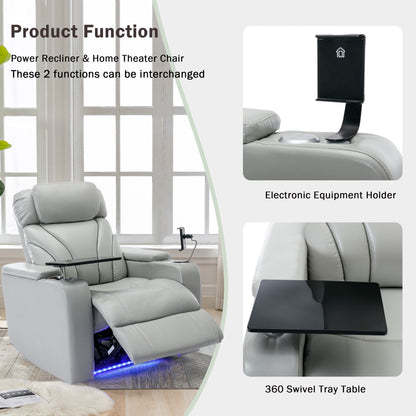 Fauteuil inclinable électrique Roomfitters avec port USB, rangement dissimulé pour les accoudoirs, porte-gobelet et haut-parleur Bluetooth