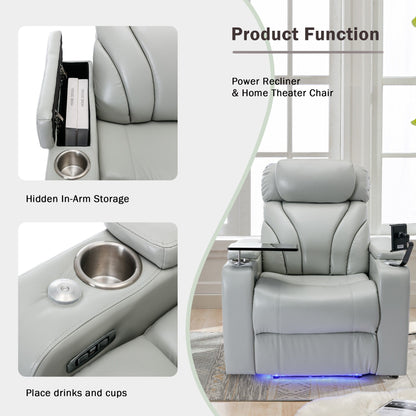 Fauteuil inclinable électrique Roomfitters avec port USB, rangement dissimulé pour les accoudoirs, porte-gobelet et haut-parleur Bluetooth