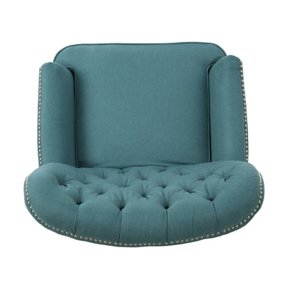 Fauteuil inclinable électrique Roomfitters avec touches cuivrées et revêtement moelleux, fauteuil de salon confortable, bleu sarcelle
