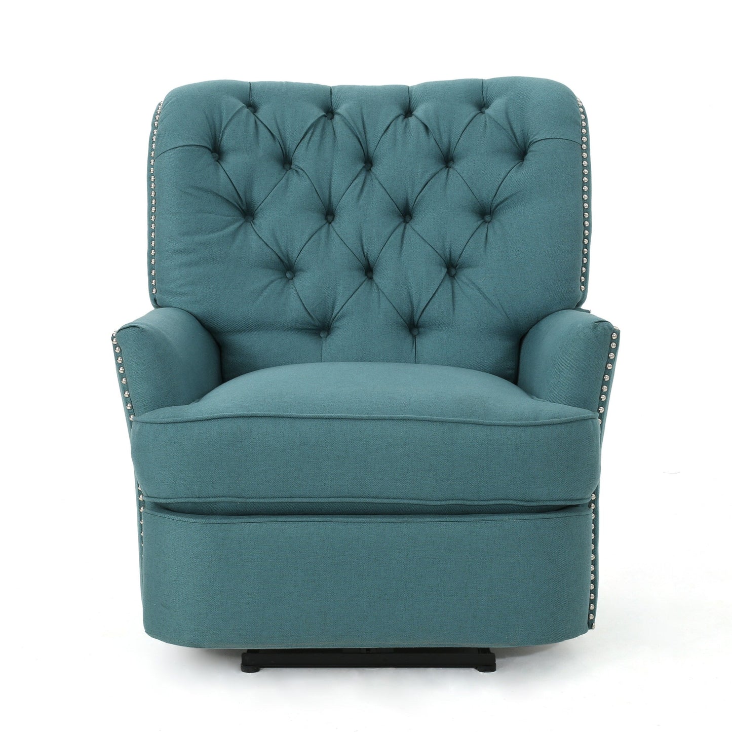 Fauteuil inclinable électrique Roomfitters avec touches cuivrées et revêtement moelleux, fauteuil de salon confortable, bleu sarcelle