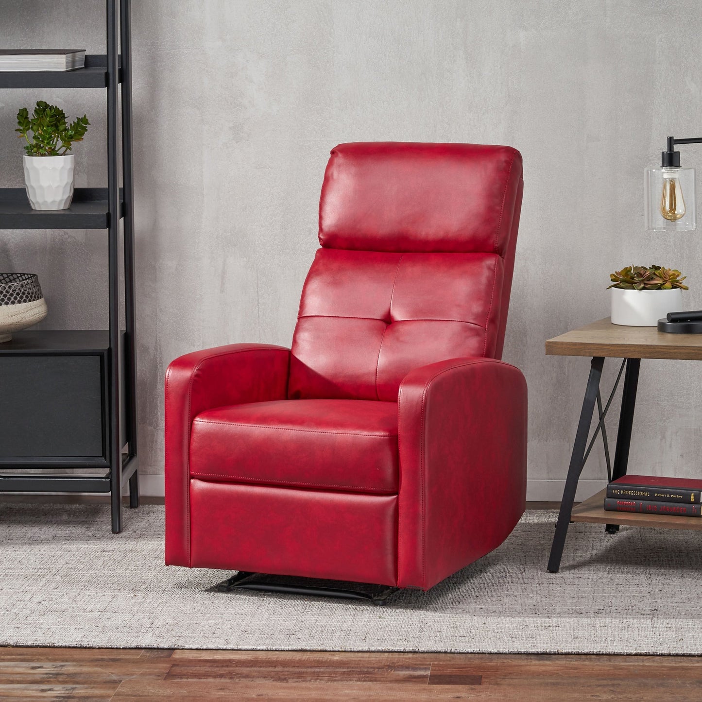 Fauteuil inclinable élégant et contemporain en similicuir Roomfitters, pour salon ou chambre, rouge