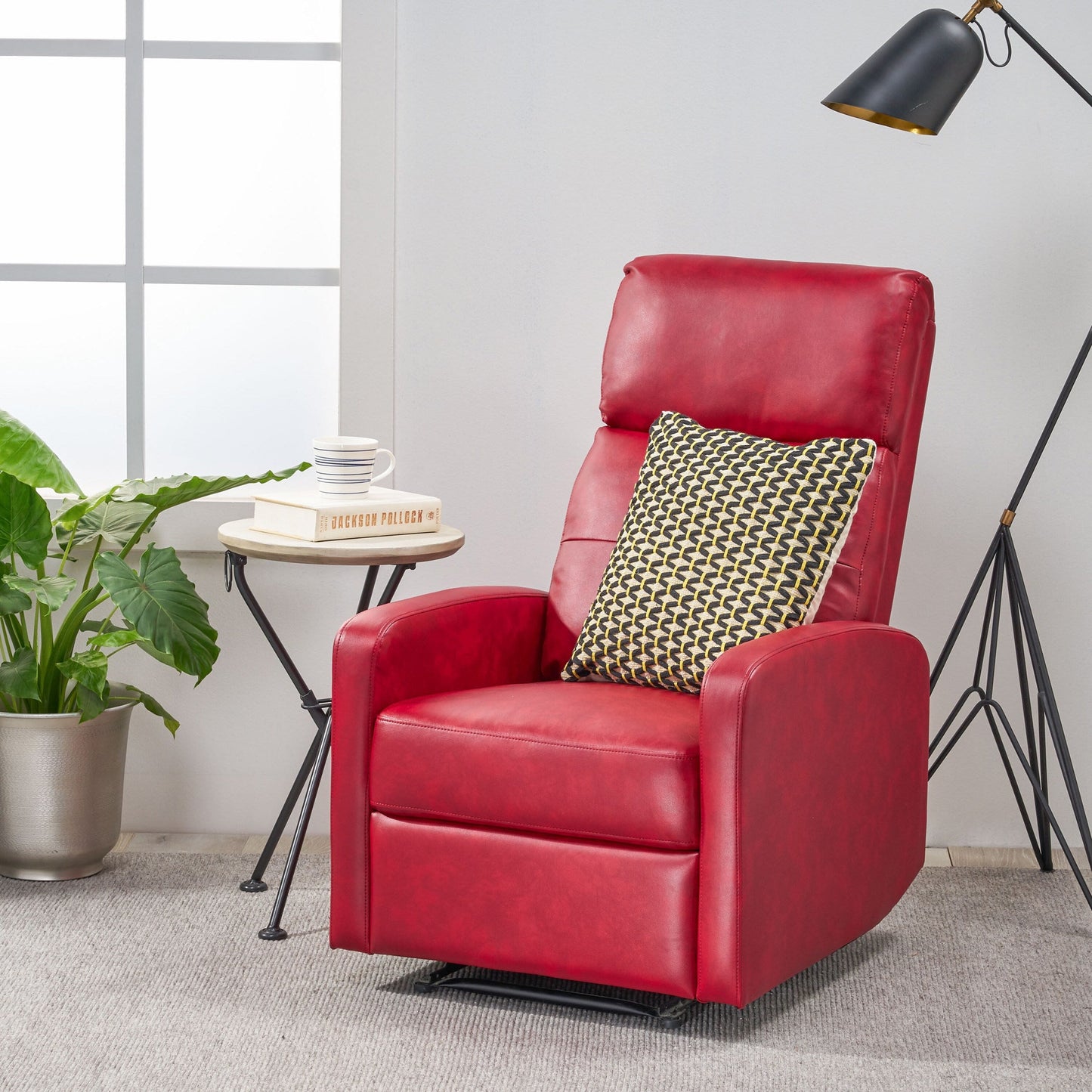 Fauteuil inclinable élégant et contemporain en similicuir Roomfitters, pour salon ou chambre, rouge