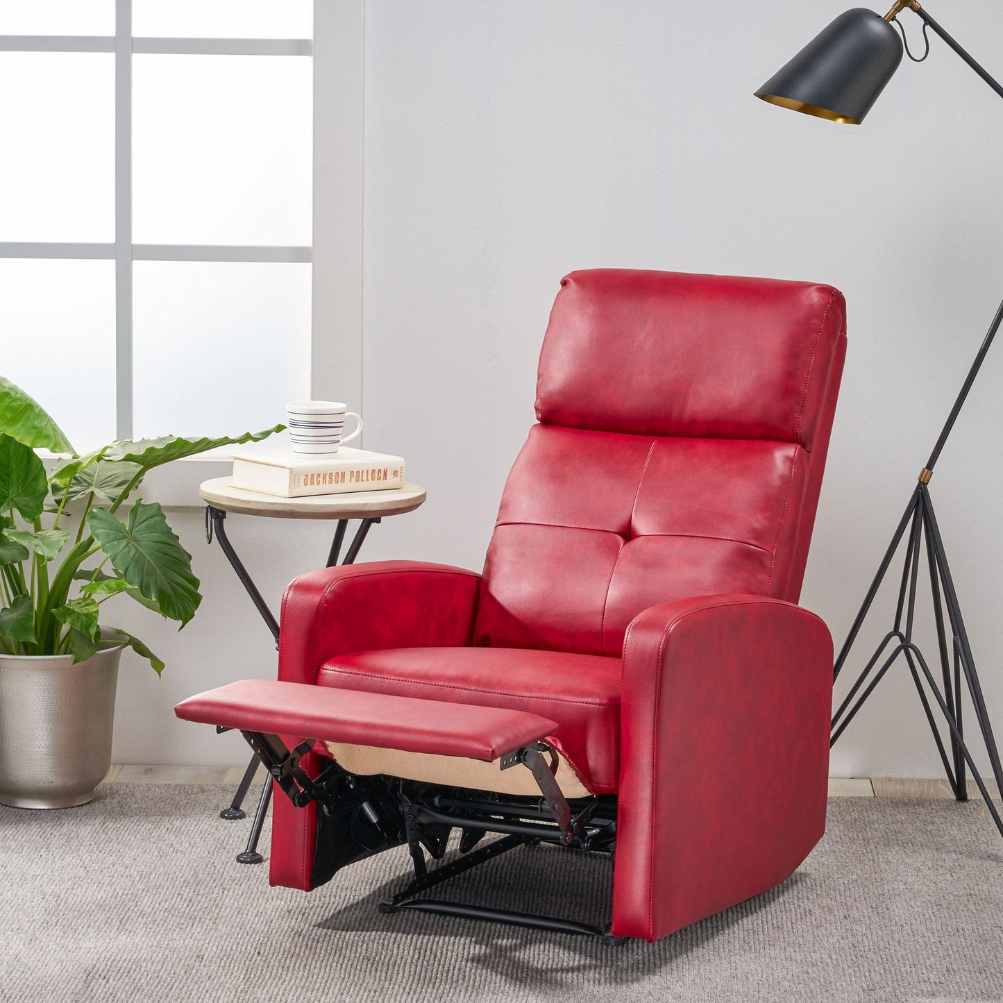 Fauteuil inclinable élégant et contemporain en similicuir Roomfitters, pour salon ou chambre, rouge
