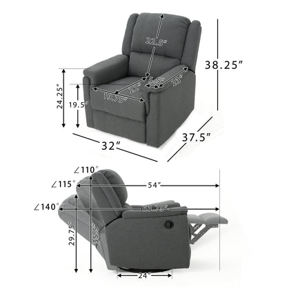Fauteuil inclinable manuel en tissu avec mécanisme pivotant Roomfitters