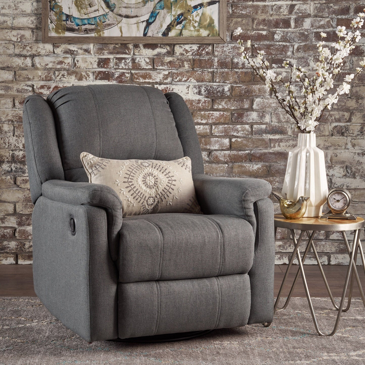 Fauteuil inclinable manuel en tissu avec mécanisme pivotant Roomfitters