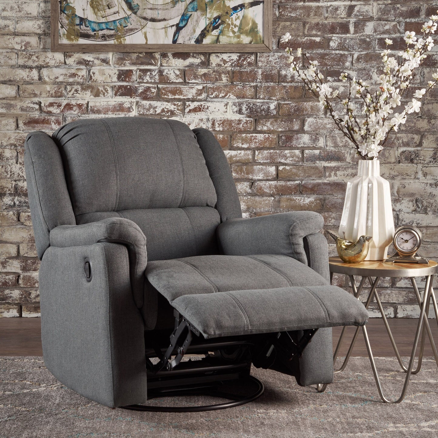 Fauteuil inclinable manuel en tissu Roomfitters avec mécanisme pivotant