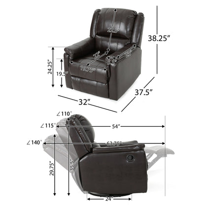 Fauteuil inclinable manuel en tissu Roomfitters avec mécanisme pivotant