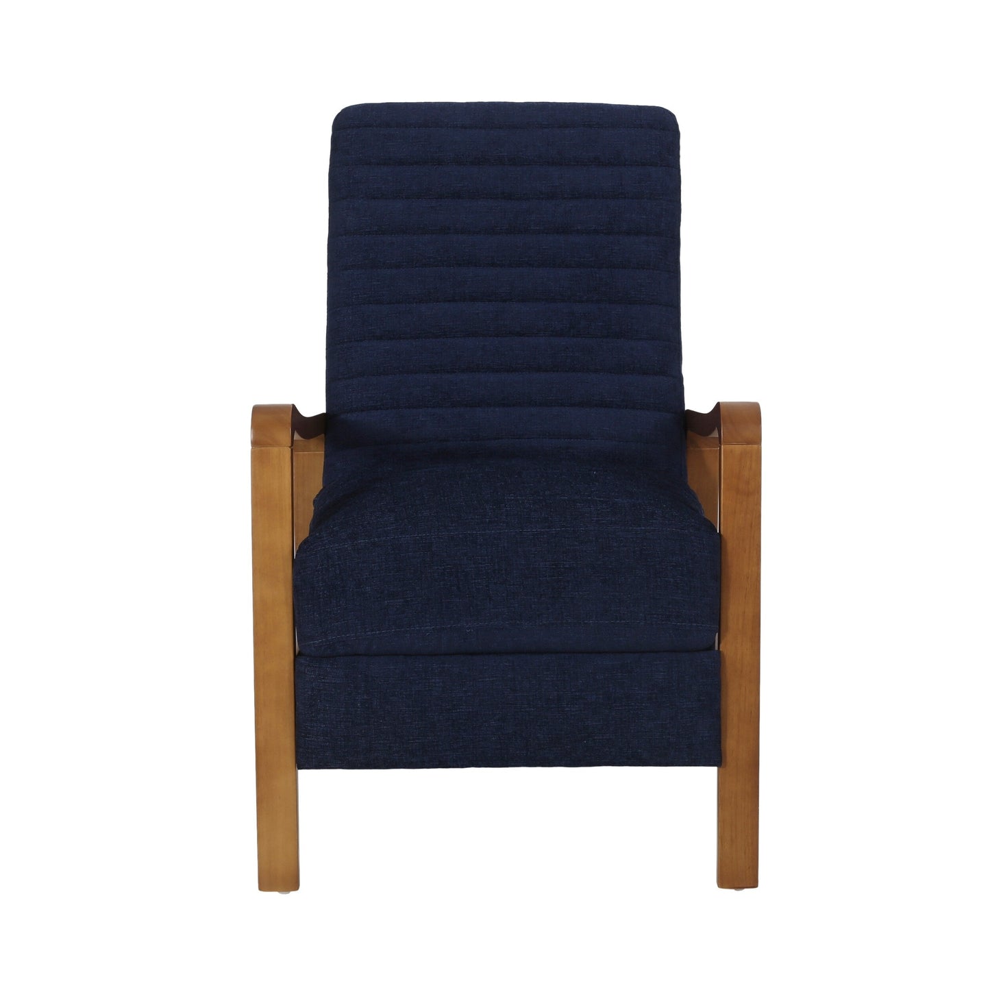 Fauteuil club inclinable manuel en tissu et bois Roomfitters, confortable pour le salon, bleu marine