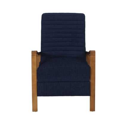 Fauteuil club inclinable manuel en tissu et bois Roomfitters, confortable pour le salon, bleu marine