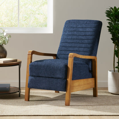 Fauteuil club inclinable manuel en tissu et bois Roomfitters, confortable pour le salon, bleu marine
