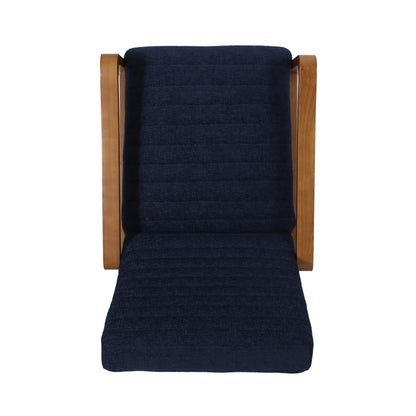 Fauteuil club inclinable manuel en tissu et bois Roomfitters, confortable pour le salon, bleu marine