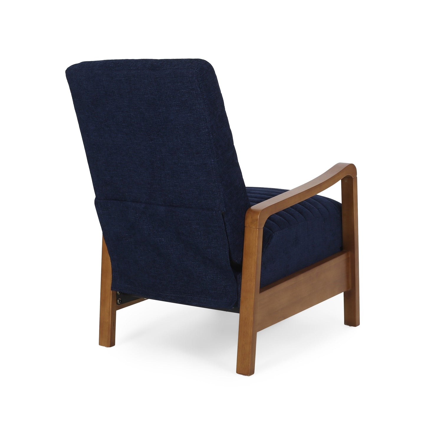 Fauteuil club inclinable manuel en tissu et bois Roomfitters, confortable pour le salon, bleu marine