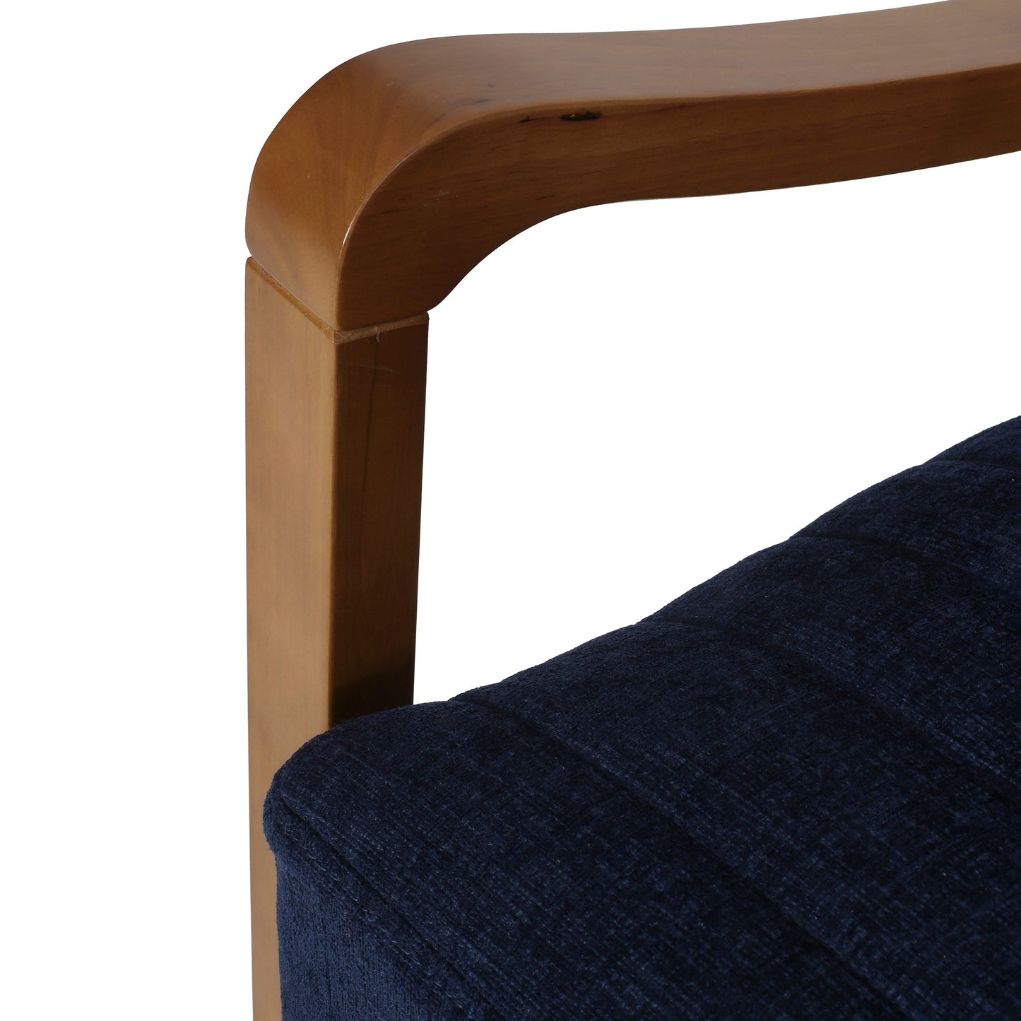 Fauteuil club inclinable manuel en tissu et bois Roomfitters, confortable pour le salon, bleu marine