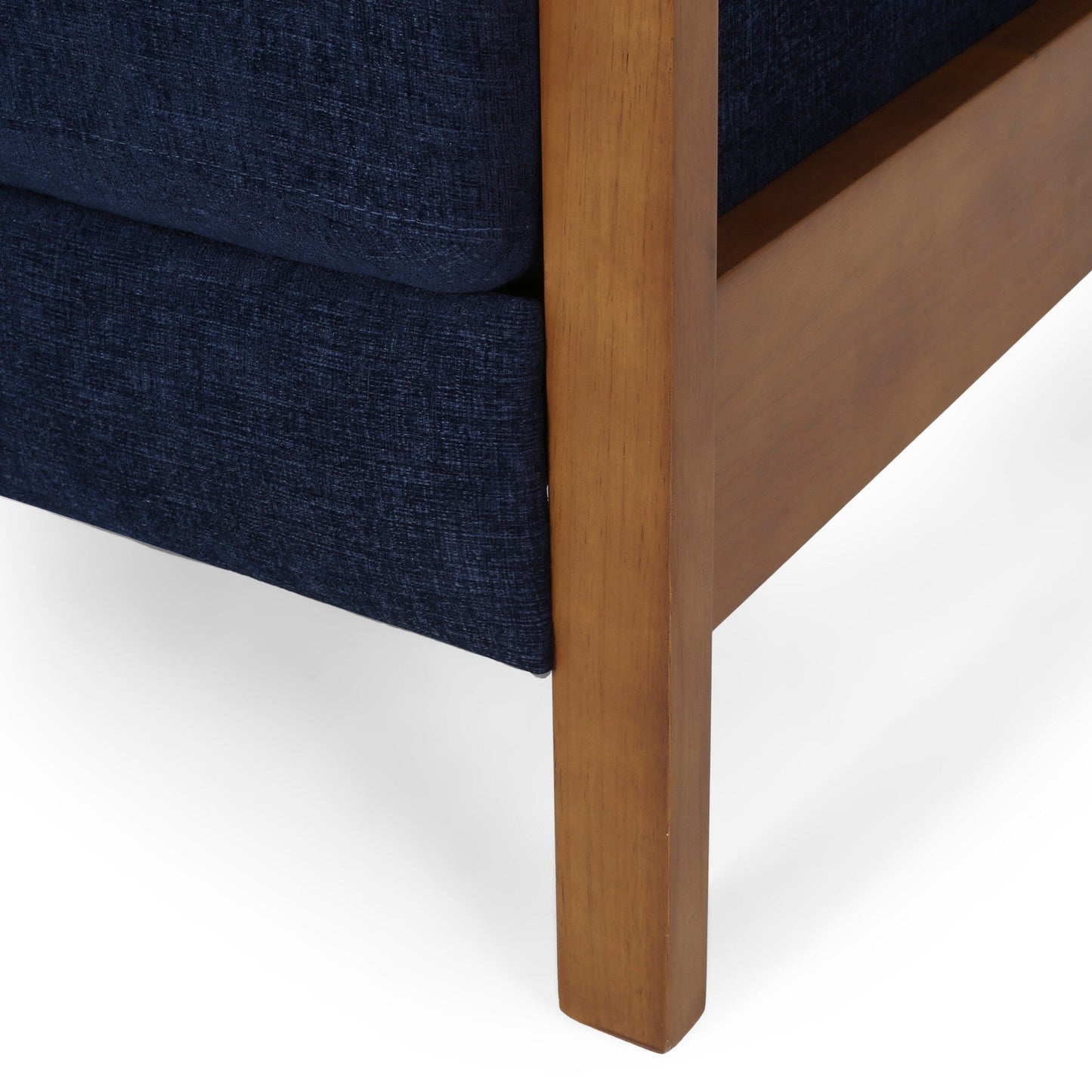 Fauteuil club inclinable manuel en tissu et bois Roomfitters, confortable pour le salon, bleu marine