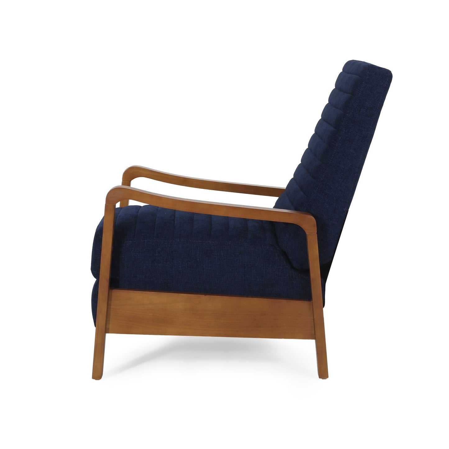 Fauteuil club inclinable manuel en tissu et bois Roomfitters, confortable pour le salon, bleu marine