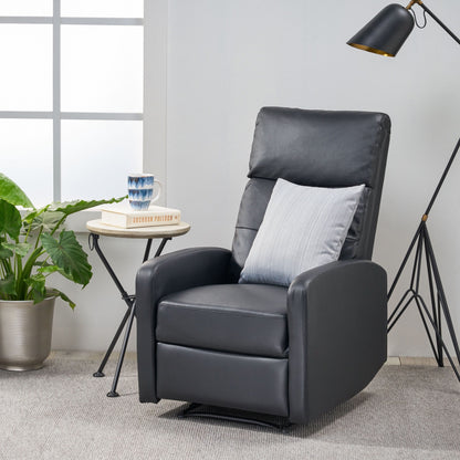 Fauteuil inclinable manuel standard en similicuir Roomfitters avec mécanisme d'inclinaison fluide, coussins confortables, design classique, noir