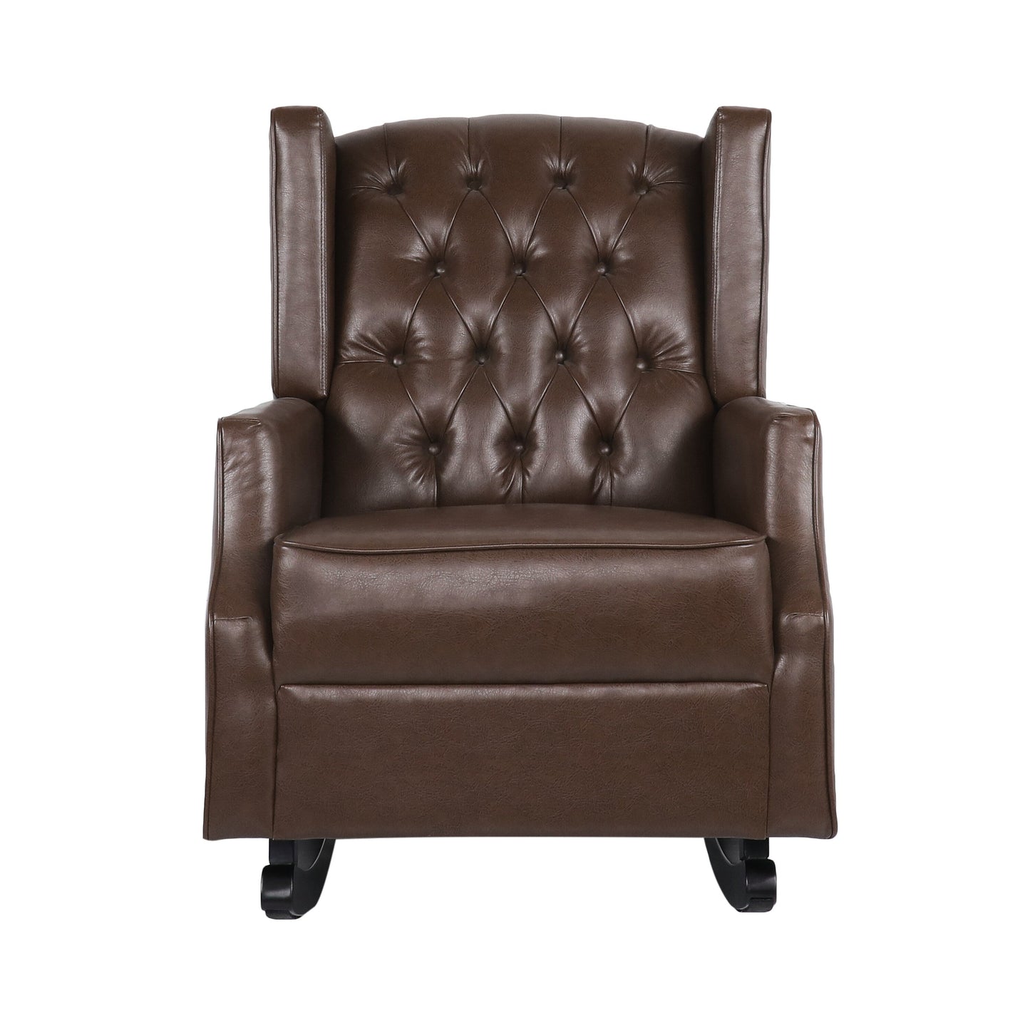 Fauteuil à bascule en similicuir Roomfitters avec capitonnage à boutons et design à oreilles, chaise d'appoint rembourrée pour chambre d'enfant