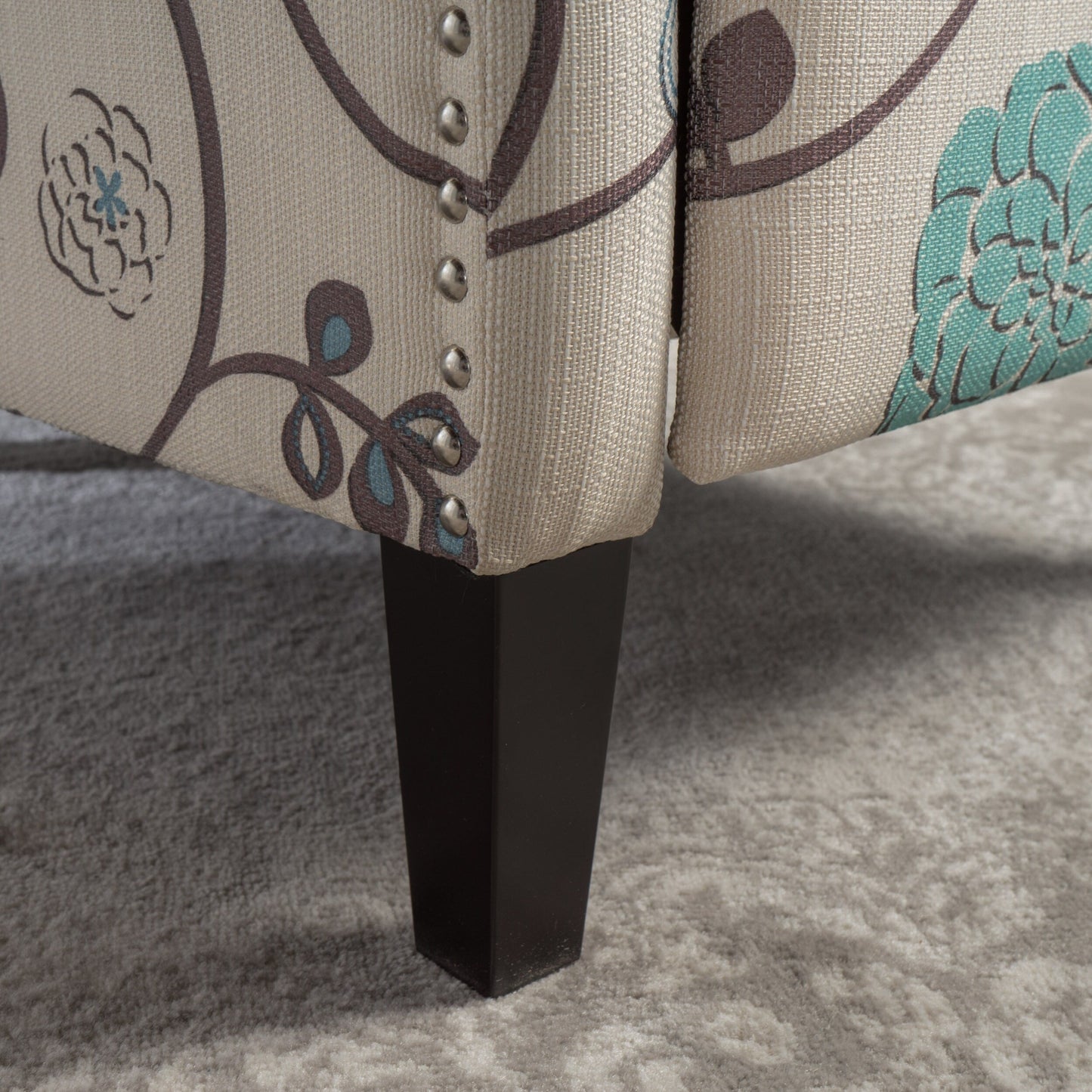 Fauteuil inclinable à dossier relevable et motif floral Roomfitters, pieds fuselés en bois