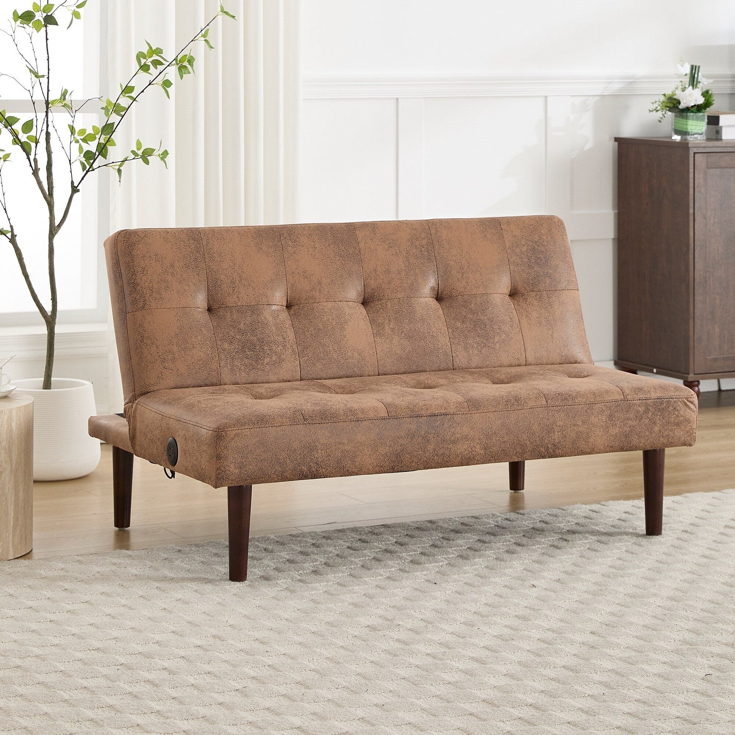 Canapé-lit pliable en flanelle Roomfitters, futon inclinable réglable avec port de charge pour salon, chambre ou bureau