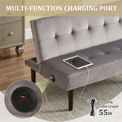 Canapé-lit pliable en flanelle Roomfitters, futon inclinable réglable avec port de charge pour salon, chambre ou bureau