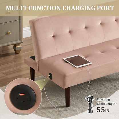 Canapé-lit pliable en flanelle Roomfitters, futon inclinable réglable avec port de charge pour salon, chambre ou bureau