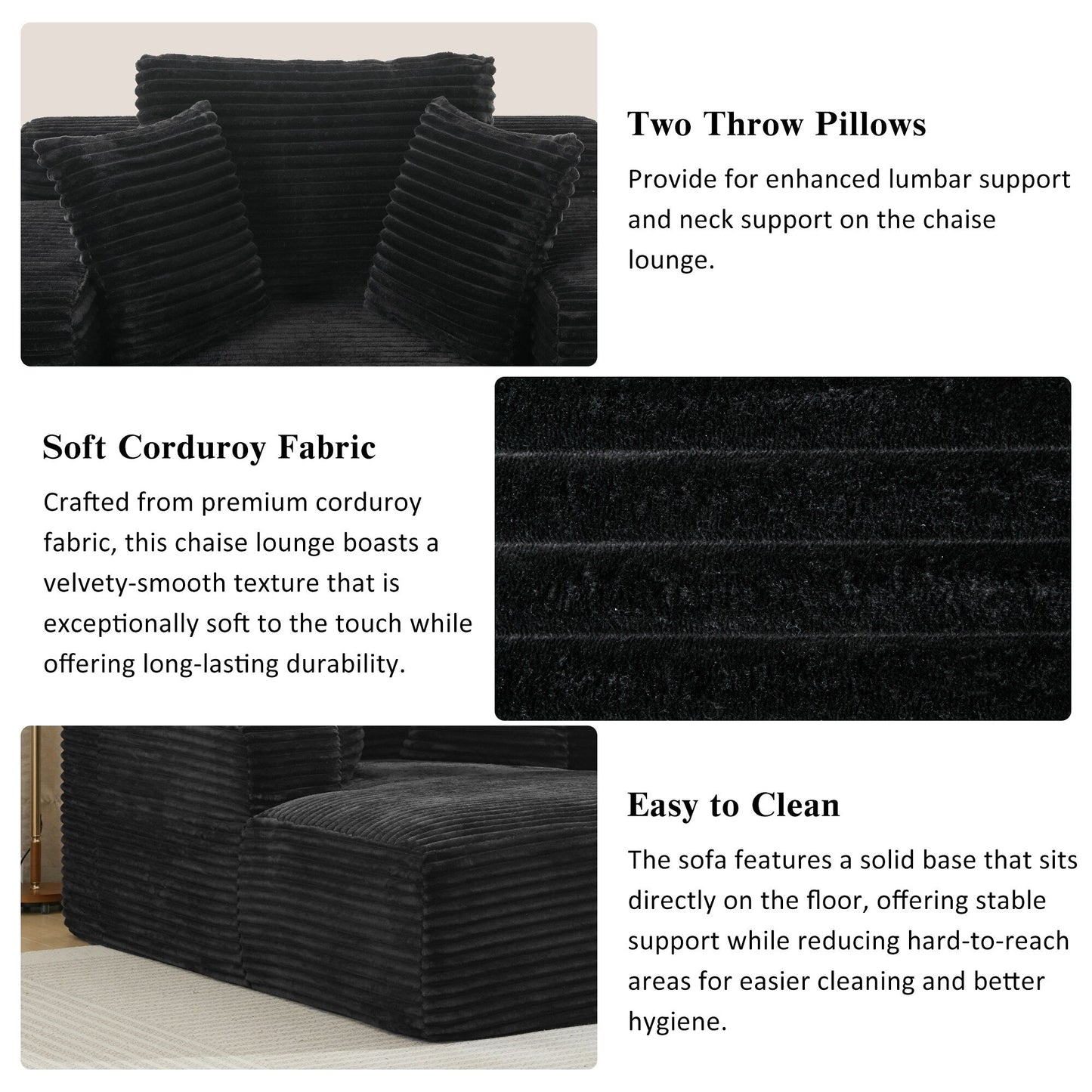 Canapé-lit méridienne entièrement compressé Roomfitters avec oreillers amovibles Canapé rembourré moderne