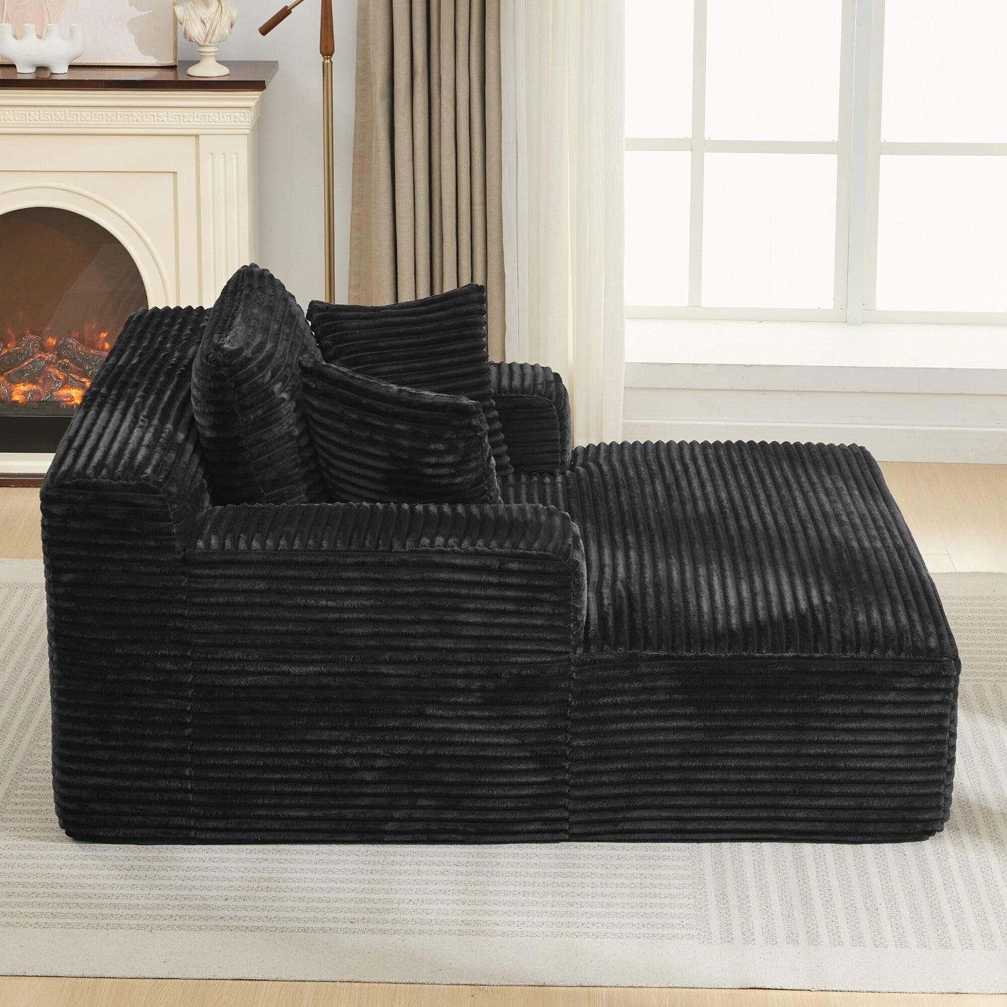 Canapé-lit méridienne entièrement compressé Roomfitters avec oreillers amovibles Canapé rembourré moderne