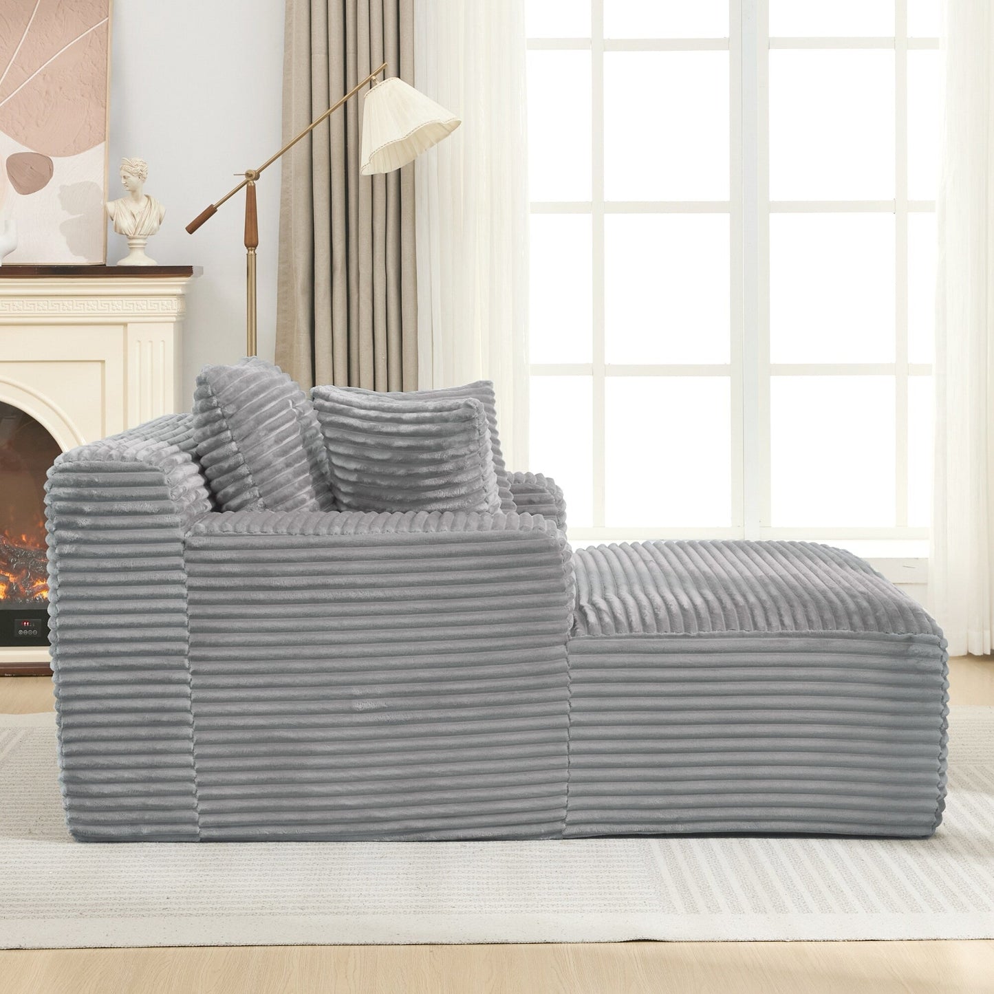 Canapé-lit méridienne entièrement compressé Roomfitters avec oreillers amovibles Canapé rembourré moderne