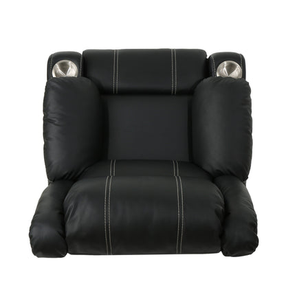 Fauteuil inclinable Roomfitters avec porte-gobelets en acier, confortable pour salon et chambre, noir